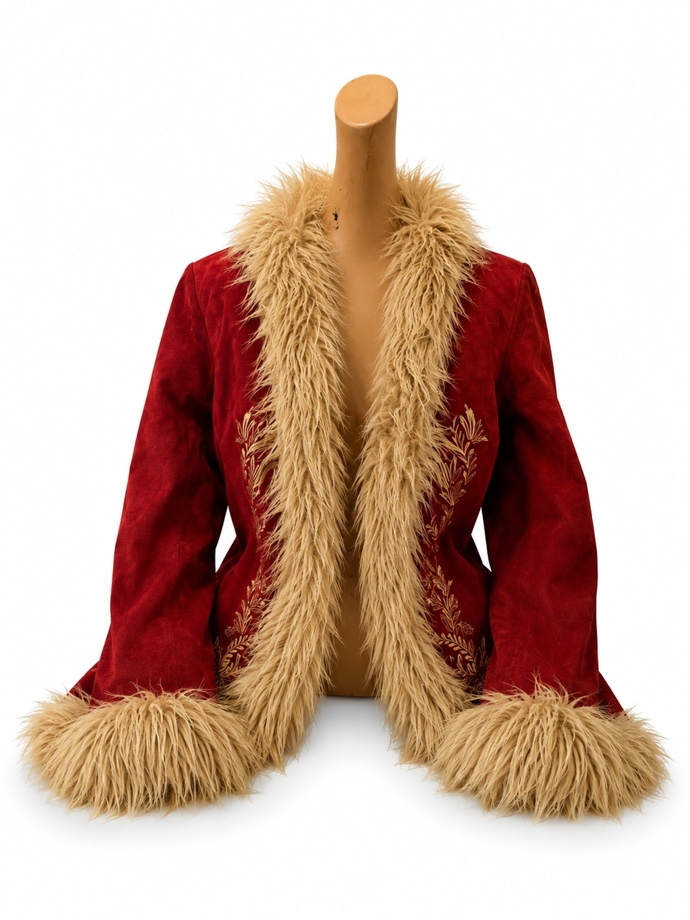 Deadstock Red Faux Fur Trimmed Velvet Jacket - NWT